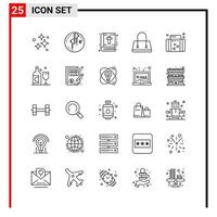 25 icônes générales pour la conception de sites Web d'impression et d'applications mobiles 25 symboles de contour signes isolés sur fond blanc pack de 25 icônes vecteur