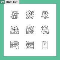 ensemble de 9 contours vectoriels sur la grille pour les efforts entreprise flèche créative plante verte éléments de conception vectoriels modifiables vecteur