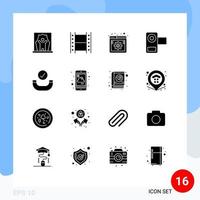 ensemble de 16 symboles d'icônes d'interface utilisateur modernes signes pour les paramètres de caméra multimédia de film film éléments de conception vectoriels modifiables vecteur