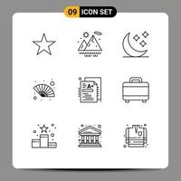 aperçu de l'interface mobile ensemble de 9 pictogrammes de connaissances a étoiles test gras éléments de conception vectoriels modifiables vecteur