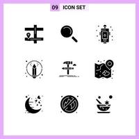 pack d'icônes vectorielles stock de 9 signes et symboles de ligne pour la conception d'outils vecteur