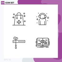 groupe de 4 signes et symboles de couleurs plates remplies pour les vacances de support de noël coupe client éléments de conception vectoriels modifiables vecteur