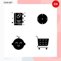 pack vectoriel de 4 icônes dans un pack de glyphes créatifs de style solide isolé sur fond blanc pour le web et mobile