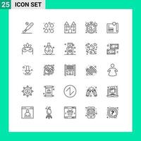 ensemble moderne de 25 lignes de pictogrammes d'heure de remise modifier les éléments de conception vectoriels modifiables de l'église de remise vecteur