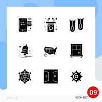 9 icônes créatives signes et symboles modernes des états discours d'alerte notifier les éléments de conception vectoriels modifiables de la cloche vecteur