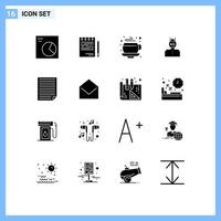 16 concept de glyphe solide pour les sites Web mobiles et applications devoirs poids café stress vie éléments de conception vectoriels modifiables vecteur
