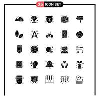 ensemble de 25 symboles d'icônes d'interface utilisateur modernes signes pour l'apprentissage en ligne champion e argent éléments de conception vectoriels modifiables vecteur