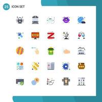 pack de couleur plate de 25 symboles universels d'éléments de conception vectoriels modifiables d'homme d'affaires humain d'été internet vecteur