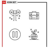 4 icônes générales pour la conception de sites Web d'impression et d'applications mobiles 4 signes de symboles de contour isolés sur fond blanc 4 pack d'icônes vecteur