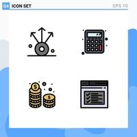 4 icônes créatives signes et symboles modernes de connexion cash back to school coins internet éléments de conception vectoriels modifiables vecteur