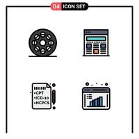 pack d'icônes vectorielles stock de 4 signes et symboles de ligne pour les éléments de conception vectoriels modifiables de recherche d'entreprise de page Web vidéo médicale multimédia vecteur