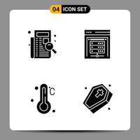 4 icônes noires pack symboles glyphes signes pour des conceptions réactives sur fond blanc 4 icônes définies vecteur