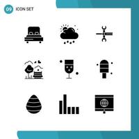 pack d'icônes vectorielles stock de 9 signes et symboles de ligne pour les paramètres de l'arbre d'amour outils de parc éléments de conception vectoriels modifiables vecteur