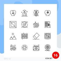 ensemble de 16 symboles d'icônes d'interface utilisateur modernes signes pour les personnes de conception diffusant des éléments de conception vectoriels modifiables humains vecteur