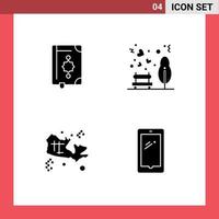 pack de glyphes solides de 4 symboles universels de la carte du coran ramadan amour trésor éléments de conception vectoriels modifiables vecteur