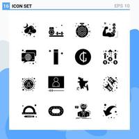 16 icônes de style solide modernes symboles de glyphe pour un usage général signe d'icône solide créatif isolé sur fond blanc pack de 16 icônes vecteur