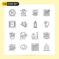 16 icônes créatives pour la conception de sites Web modernes et des applications mobiles réactives 16 symboles de contour signes sur fond blanc pack de 16 icônes vecteur