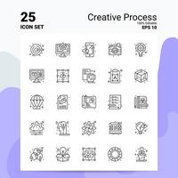 25 processus créatif jeu d'icônes 100 eps modifiables 10 fichiers logo d'entreprise concept idées ligne icône conception vecteur