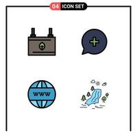 symboles d'icônes universels groupe de 4 couleurs plates de ligne de remplissage modernes d'éléments de conception vectorielle modifiables de site Web de chat d'électricité d'entreprise de batterie vecteur
