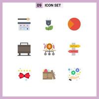 symboles d'icônes universels groupe de 9 couleurs plates modernes d'éléments de conception graphique vectorielle modifiables de bagages de puissance de valise d'argent vecteur