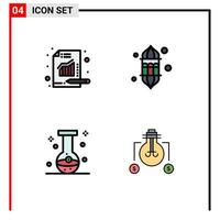 ensemble de 4 couleurs plates de ligne remplie de vecteur sur la grille pour les éléments de conception vectoriels modifiables de graphique à billes d'analyse ramadan