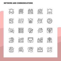 ensemble d'icônes de ligne de réseau et de communication ensemble de 25 icônes conception de style minimalisme vectoriel icônes noires définies pack de pictogrammes linéaires