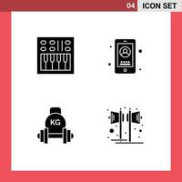 4 icônes créatives signes et symboles modernes d'amplificateur haltères haut-parleur équipement mobile éléments de conception vectoriels modifiables vecteur