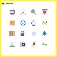 16 concept de couleur plate pour les sites Web mobile et applications calendrier médaille mariage navigateur recherche pack modifiable d'éléments de conception de vecteur créatif