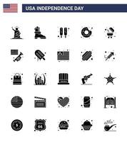 usa joyeux jour de l'indépendancepictogramme ensemble de 25 glyphe solide simple de gril barbecue maïs nourriture pour chien rond modifiable usa jour vecteur éléments de conception