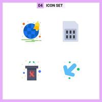 4 concept d'icône plate pour les sites Web mobiles et applications carte de présentation du navigateur sim cancer jour éléments de conception vectoriels modifiables vecteur