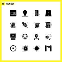 16 icônes créatives signes et symboles modernes de pièces route cœur chemin infrastructure éléments de conception vectoriels modifiables vecteur