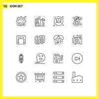 ensemble de 16 icônes d'interface utilisateur modernes symboles signes pour femme papillon vêtements papillon processus éléments de conception vectoriels modifiables vecteur