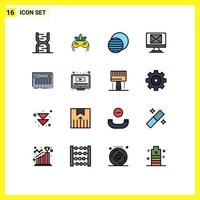 16 icônes créatives signes et symboles modernes du clavier nouveau mardigras e-mail soleil éléments de conception vectoriels créatifs modifiables vecteur