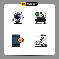 ensemble de 4 symboles d'icônes d'interface utilisateur modernes signes de protection mobile ampoule hôtel cellule éléments de conception vectoriels modifiables vecteur