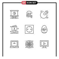 symboles d'icônes universels groupe de 9 contours modernes d'appareils pour enfants vacances météore éléments de conception vectoriels modifiables vecteur