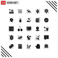 symboles d'icônes universels groupe de 25 glyphes solides modernes d'éléments de conception vectoriels modifiables de lumière de lampe de cerisier du festival mondial vecteur