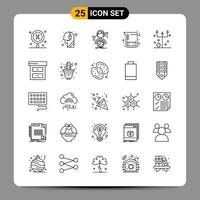25 symboles de contour du pack d'icônes noires signes pour des conceptions réactives sur fond blanc 25 icônes définies vecteur