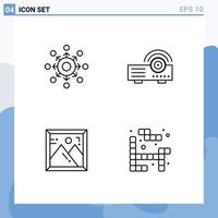 4 couleurs plates vectorielles thématiques remplies et symboles modifiables d'éléments de conception vectoriels modifiables d'image de projecteur d'équipe de cadre de réseau vecteur