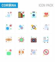 25 ensemble d'icônes d'urgence de coronavirus conception bleue telle que la bouteille de sirop de soins de sécurité cardiaque dans le monde entier coronavirus viral 2019nov éléments de conception de vecteur de maladie