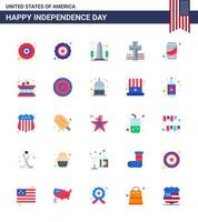 joyeux jour de l'indépendance 4 juillet ensemble de 25 appartements pictogramme américain de cola peut vue bière croix modifiable usa day vector design elements