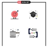 ensemble de 4 symboles d'icônes d'interface utilisateur modernes signes pour cible cuisine flèche éducation appel éléments de conception vectoriels modifiables vecteur