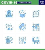 prévention des coronavirus 25 jeu d'icônes bleu médecine lavage grippe savon virus coronavirus viral 2019nov éléments de conception de vecteur de maladie