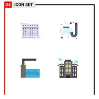 pack d'icônes plates de 4 symboles universels de tremplin de console loisirs musicaux construction d'éléments de conception vectoriels modifiables vecteur
