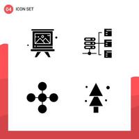 pack de 4 icônes de glyphes universels pour les supports d'impression sur fond blanc vecteur