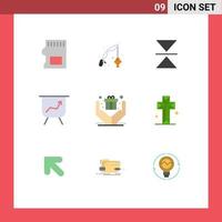 groupe de 9 signes et symboles de couleurs plates pour l'église présente des éléments de conception vectoriels modifiables vecteur