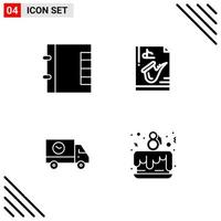 ensemble parfait de pixels de 4 icônes solides jeu d'icônes de glyphes pour la conception de sites Web et l'interface d'applications mobiles vecteur