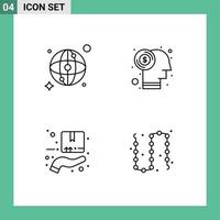 4 couleurs plates vectorielles thématiques remplies et symboles modifiables des éléments de conception vectoriels modifiables de la chaîne d'investissement dans le cerveau de livraison mondiale vecteur