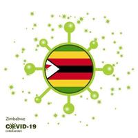 zimbabwe coronavius drapeau sensibilisation contexte restez à la maison restez en bonne santé prenez soin de votre propre santé priez pour le pays vecteur