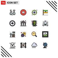 symboles d'icônes universelles groupe de 16 lignes modernes remplies de couleurs plates d'éléments de conception vectoriels créatifs modifiables de drapeau cyber jour flèche utilisateur vecteur