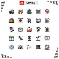 ensemble de 25 symboles d'icônes d'interface utilisateur modernes signes pour l'emplacement du matériel calendrier d'incendie de la ville éléments de conception vectoriels modifiables vecteur